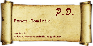 Pencz Dominik névjegykártya